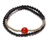 Wizock 4 mm agata nera perline braccialetti Feng Shui ricchezza stratificato Stretch Wrap braccialetti per le donne gioielli buona fortuna