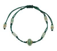 Wizock Braccialetti dell'amicizia spirituale in avventurina verde fatti a mano con perline piatte per donne protezione e prosperità gioielli regolabili