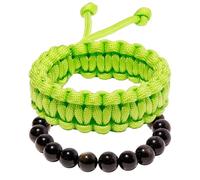 Wizock Braccialetti in perline di ossidiana dorata, 10 mm, per donne e uomini, protezione per attività all'aperto, escursionismo, campeggio, sopravvivenza, 2 pezzi, Poliestere Pietra, ossidiana