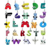Wiztex Set di Portachiavi Alpha Bet Lore - Lettere di Apprendimento Portatili Plush - Cartoni Animati Educational Keycahin Letters (26 Pezzi)
