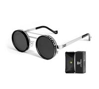 Wizy Sunglasses Ballee Sunglasses Adjustable Women & Men, Flip Up Retro Nd Filter Sunglasses, 1-9 Gears Polarized, Silver, One size