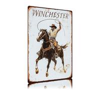 WIZYXQ Winchester - Targa in metallo con cowboy, stile vintage, divertente, decorazione da parete per bar, pub, casa, cucina, camera da letto, 30,5 x 20,3 cm