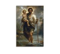 WJDYMX Quadro decorativo da parete su tela con San Giuseppe Cristiano che trasporta Gesù Bambino Gesù, decorazione moderna per camera da letto, 40 x 60 cm