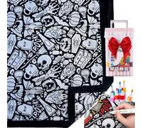 Wjelet Coperta da colorare fai da te, 150 x 125 cm, colora la tua coperta | Include 24 pastelli colorati: inizia subito, crea la tua coperta da sogno.