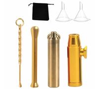 Wjelet Set di 4 dosatori per tabacco da fiuto, dosatore dorato, con tubo e mini imbuto, dosatore con sacchetto di velluto, bottiglia portatile