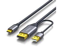 WJESOG Displayport a USB C Cavo da 6.6ft 4K@60Hz con Alimentazione USB, DP Maschio a tipo C Maschio da Supporto Convertitore Touch con Nreal Air VR, MacBook Pro/Air 2020/2018, iPad Pro/Air, XPS