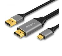 WJESOG HDMI a USB C Cavo da 6.6ft 4K@60Hz con alimentazione USB, Supporto Convertitore da HDMI Maschio a tipo C maschio Touch per MacBook Pro, Mac Air, Nreal Air VR
