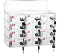 WJFTODAY Armadietto con Serratura in Acrilico per Cellulare, 12 Scomparti, per Ufficio e Cellulare, 12 Scomparti, per Ufficio e Aula, con Ante, Dispositivo Mobile Sicuro per scuole e luoghi di Lavoro