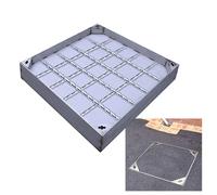 WJFTODAY Chiusino Quadrato in Ferro con Telaio in Acciaio Inox, 90 x 90 cm, Coperchio di m, Coperchio di ispezione Nascosto per Cortile, marciapiede, parcheggio e Uso Industriale - e Soluzione sicura