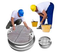 WJFTODAY Coperchio e Telaio per tombino Rotondo da 80 cm per impieghi gravosi, sifone di Coperchio per fognatura Esterna per Cortile, Piscina, vialetto (Set da 3), Resistente alle intemperie, Sicuro