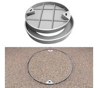 WJFTODAY Coperchio e Telaio per tombino Rotondo in Acciaio Inossidabile - Copertura per Vile da Incasso per impieghi gravosi e Camera di ispezione per Patio, Giardino, Cortile (Diametro 15,7 Pollici)