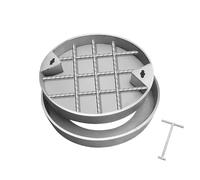 WJFTODAY Coperchio e Telaio per tombino Rotondo Invisibile, Coperchio di ispezione in accidabile con Base, Coperchio di Accesso in Metallo 60x5 cm per Un Accesso sotterraneo Sicuro, Design Resistente