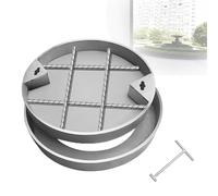 WJFTODAY Coperchio Invisibile per tombino, Coperchio a Filo in Acciaio Inox, Coperchio diinox, Coperchio di Accesso Rotondo per marciapiedi, scantinati, Garage, Strade - 40x40x5 cm, Design Resistente