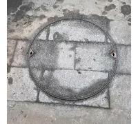 WJFTODAY Coperchio per Fossa settica da 40, 50, 60, 70, 80 cm, Coperchio Rotondo in acciarchio di ispezione in Metallo Incorporato con Foro di trazione e Chiavi di Sollevamento (D 40 cm/15,7 Pollici)