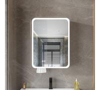 WJFTODAY Elegante mobiletto per Bagno con Specchio Illuminato - Mobiletto per medicinali io a Parete con rimozione dell'appannamento Smart Touch e Fessura per Carta da Disegno per bagni contemporanei