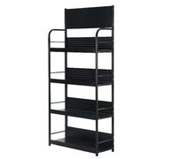 WJFTODAY Espositore per scaffali da supermercato a 4 o 5 Livelli, Organizer per Snack comntari Domestici, Cucina, Supporto per Caramelle/Patatine con Ruote (Colore: Nero 4 Strati, Dimensioni: 80x30x1