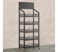 WJFTODAY Espositore per scaffali da supermercato Commerciale a 4 o 5 Livelli, Supporto Peck/medicinali da Pavimento con Ruote, Porta Patatine Portatile per dispensa, Cucina, Ufficio (Nero, 5 Livelli)