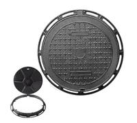 WJFTODAY Robusto tombino Rotondo - Coperchio e Telaio in Ferro Antiscivolo da 60 cm per vrchio e Telaio in Ferro Antiscivolo da 60 cm per vialetto e Cortile, Soluzione Impermeabile per bacini fognari