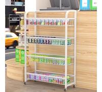WJFTODAY Scaffale espositivo per Negozi, espositore per Caramelle, Carrello Porta Snack a Porta Snack a 4 Ripiani con Ruote per minimarket e Cinema, distributore di gomme da Masticare per banco Cassa