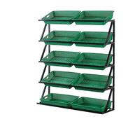 WJFTODAY Scaffale portafrutta e Verdura a 5 Ripiani con 10 cestini ventilati - Ideale per - Ideale per supermercati, mercati agricoli, cucine e Negozi - Facile da Montare, Design Ecologico e Durevole