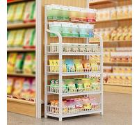 WJFTODAY Scaffali espositivi per Negozi al Dettaglio per Snack, Caramelle e Patatine, scacie, scaffali Commerciali Alti con Gancio (Colore: Bianco a 4 Livelli, Dimensioni: 50x27 cm/19,7x10,6 Pollici)