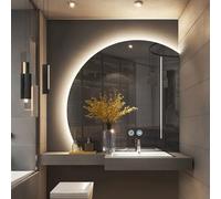 WJFTODAY Specchio da Bagno a LED da 60 cm, antiappannamento, Moderno Specchio da Parete cinterruttore Touch, 3 Colori dimmerabili, Vetro temperato, Illuminazione Elegante per l'arredamento della casa