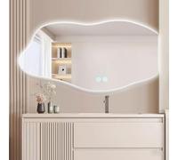 WJFTODAY Specchio da Bagno a LED dimmerabile con antiappannamento, Controllo Touch, 3 TEM, Design Intelligente Senza Cornice, Montaggio a Parete, Taglio Sinistro/Destro, 50x100 cm (19,6x39,3 Pollici)