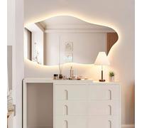 WJFTODAY Specchio da Bagno LED dimmerabile - Controllo Smart Touch, antiappannamento, 3 Temperature di Colore, Senza Cornice, Montaggio a Parete, Taglio Sinistro/Destro, 50x100 cm (19,6x39,3 Pollici)