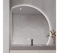 WJFTODAY Specchio da Bagno semicircolare a LED dimmerabile - Controllo Smart Touch, 3 opz da toeletta a Parete, Design Moderno per l'arredamento della casa e per Gli Articoli Essenziali per Il Trucco