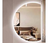 WJFTODAY Specchio da Bagno semicircolare antiappannamento retroilluminato a LED con interuttore Touch, dimmerabile, Argento, 130 cm x 100 cm, Taglio Sinistro/Destro, Design Elegante per bagni Moderni