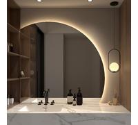 WJFTODAY Specchio da Bagno semicircolare Illuminato a LED - Specchio da Trucco da Parete - Specchio da Trucco da Parete con Illuminazione Brillante e Design Elegante per Un Trucco e Una Cura Perfetti