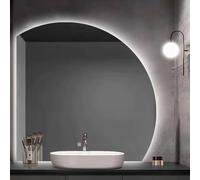 WJFTODAY Specchio da toeletta Grande e Intelligente con luci - Specchio da Parete irregolco, Tre Temperature di Colore, 70 cm, Taglio a Sinistra - Accessorio da Bagno Perfetto per riflessi mozzafiato