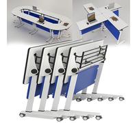 WJFTODAY Tavolo da riunione Tavolo da conferenza rettangolare, tavolo da riunione per semnferenza 4 pezzi con piano ribaltabile e ruote Tavolo da negoziazione aziendale Combinazione, 120 * 55 * 75 cm