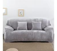 WJHDWYD Copridivano 1/2/3/4 posti, Peloso Elasticizzato Copridivano con Braccioli, Lavabile Spandex Antiscivolo Fodera Divano Protettiva per Soggiorno(Grigio Argento,Copricuscino)