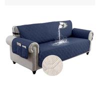 WJHDWYD Copridivano 1 Posti con Braccioli, Copridivano Antigraffio Gatto Cani, Impermeabile Trapuntato Copridivano, Universale Copri Divano Estivo, Fodere Copridivani Antimacchia(Navy,2 Posti)