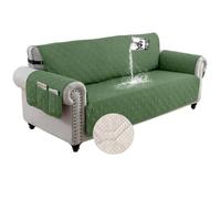 WJHDWYD Copridivano 1 Posti con Braccioli, Copridivano Antigraffio Gatto Cani, Impermeabile Trapuntato Copridivano, Universale Copri Divano Estivo, Fodere Copridivani Antimacchia(Verde,3 Posti)