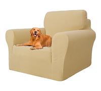 WJHDWYD Copridivano 1 Posto con Braccioli, Copridivani per Divani Elasticizzato e Lavabili, Copri Divano AntiGraffio per Cani e Domestici(Beige Giallo,1 Posto)
