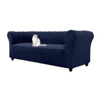 WJHDWYD Copridivano Chesterfield Elasticizzato in Jacquard, Copri Divano 1 2 3 Posti con Braccioli per Soggiorno, Antiscivolo, Morbido, Protezione per Mobili e Divani Curvi(Blu Navy,3 Posti)