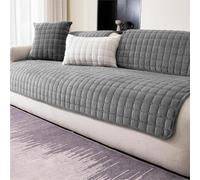 WJHDWYD Copridivano con Penisola in Peluche, Copridivano Angolare a Sinistra/Destra 3/2/1 Posti, Fodere Angolare Antiscivolo Chaise Longue a Forma di L(Flanella Grigio,90x240cm)