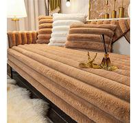 WJHDWYD Copridivano con Penisola in Peluche, Copridivano Angolare a Sinistra/Destra 3/2/1 Posti, Fodere Angolare Antiscivolo Chaise Longue a Forma di L(Caffè,110x210cm)