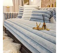 WJHDWYD Copridivano con Penisola in Peluche, Copridivano Angolare a Sinistra/Destra 3/2/1 Posti, Fodere Angolare Antiscivolo Chaise Longue a Forma di L(Blu,45x45cm)
