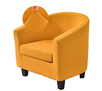 WJHDWYD Copripoltrona Convertibile a 1 Posto Copripoltrona Chesterfield Elasticizzato 2 Pezzi Tinta Unita Morbido Tessuto Antiscivolo con Coprisedile(Or)