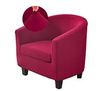 WJHDWYD Copripoltrona Convertibile a 1 Posto Copripoltrona Chesterfield Elasticizzato 2 Pezzi Tinta Unita Morbido Tessuto Antiscivolo con Coprisedile(Rouge Bordeaux)