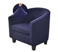 WJHDWYD Copripoltrona Convertibile a 1 Posto Copripoltrona Chesterfield Elasticizzato 2 Pezzi Tinta Unita Morbido Tessuto Antiscivolo con Coprisedile(Bleu Marine)