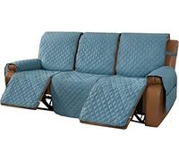 WJHDWYD Copripoltrona Relax Reclinabile Trapuntato Copridivano Reclinabile, Copertura Salvadivano per Poltrona Antiscivolo Antivegetativa per Protezione Divano con Fascia Elastica(Blu,3 Posti)