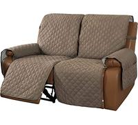 WJHDWYD Copripoltrona Relax Reclinabile Trapuntato Copridivano Reclinabile, Copertura Salvadivano per Poltrona Antiscivolo Antivegetativa per Protezione Divano con Fascia Elastica(Taupe,2 Posti)