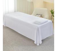 WJHDWYD Lenzuola per Lettino Massaggio con Foro, Lenzuolo con Buco | Per Lettino da Massaggio Morbido in Microfibra Lavabile per Professionale, Fisioterapia, Estetista(Bianco,180*290cm)