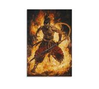 WJHJZQYY Acala (Fudo Myo-o) sta nel fuoco con spada e corda, la sua furia che brucia via ignoranza. Decorazione murale moderna da appendere poster artistico da appendere 20 x 30 cm