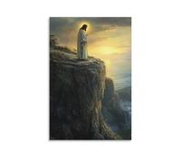 WJHJZQYY Ai margini di una scogliera, Gesù sta accanto a qualcuno pronto a cadere e offre loro un'alba invece. Decorazione murale moderna da appendere poster artistico da appendere (60 x 90 cm)