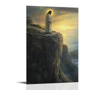 WJHJZQYY Ai margini di una scogliera, Gesù sta accanto a qualcuno pronto a cadere e offre loro un'alba invece. Decorazione murale moderna da appendere poster artistico da appendere (50 x 75 cm)